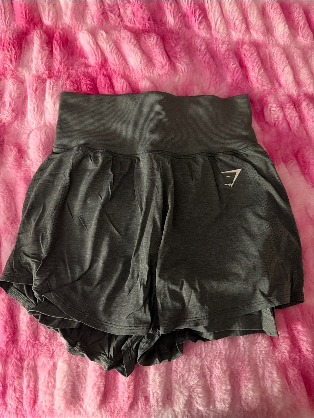 Gymshark Grey High-Rise Layered Athletic Shorts